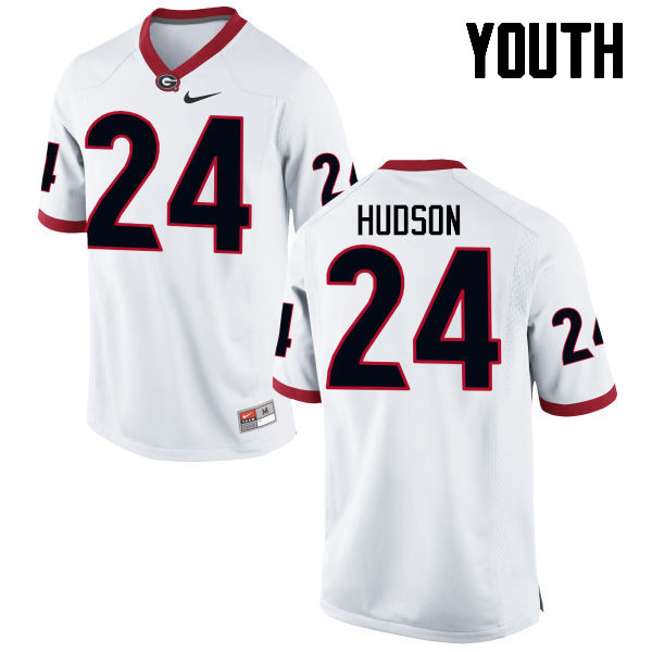 Youth Georgia Bulldogs #24 Prather Hudson College Football Jerseys-White - Click Image to Close